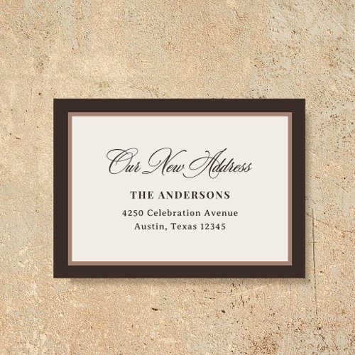 New Address Insert Chic Brown Neutral Calligraphy