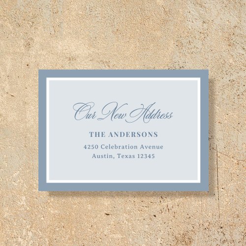New Address Insert Classic Dusty Blue Calligraphy