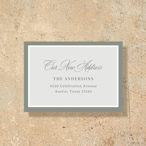 New Address Insert Classic Sage Green Calligraphy