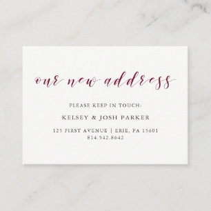 New Address Insert Elegant Typography in Marsala