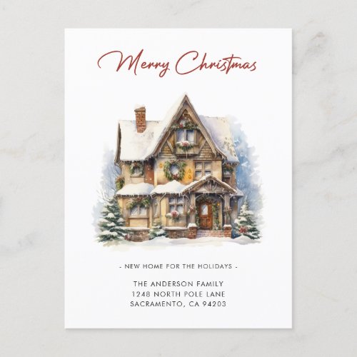 New Address Merry Christmas Moving Announcement Postcard
