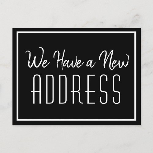 New Address Minimalist Black White Business Announcement Postcard