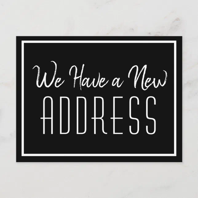 New Address Minimalist Black White Business Announcement Postcard | Zazzle