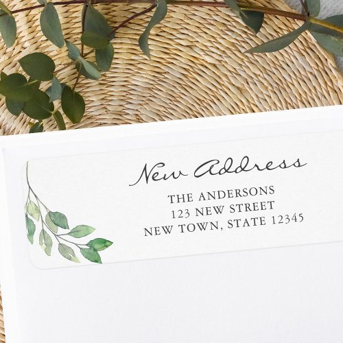 New Address Minimalist Greenery Return Address Label