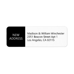 New address modern minimalist black white custom label