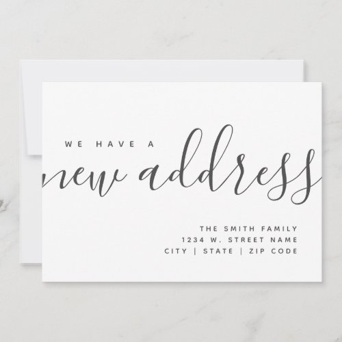 New Address Modern Minimalist Calligraphy New Home Announcement