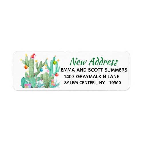 New Address Moving Announcement Holiday Cactus Label