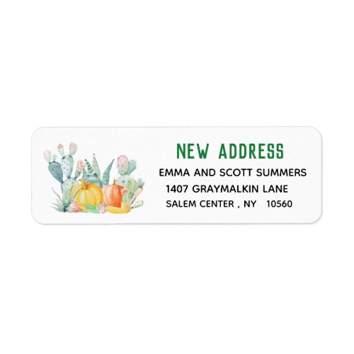 New Address Moving Announcement Holiday Cactus Label