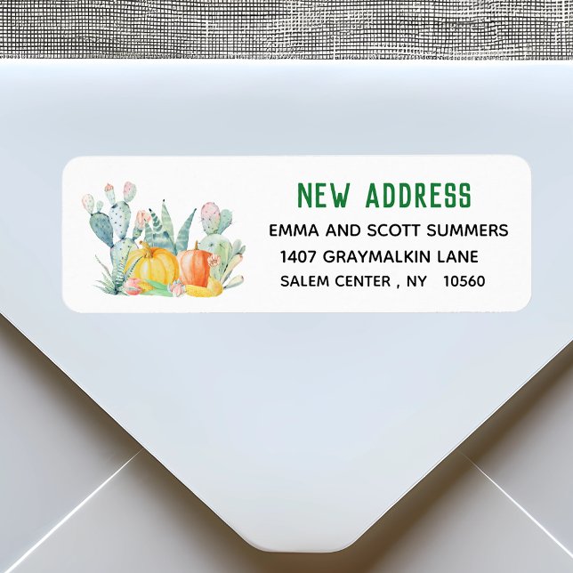 New Address Moving Announcement Holiday Cactus Label (Creator Uploaded)