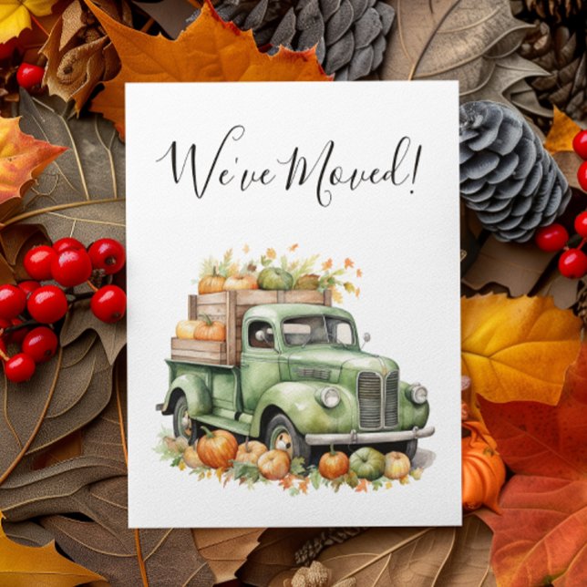 New Address Moving Announcement Pumpkin Truck Postcard (Creator Uploaded)