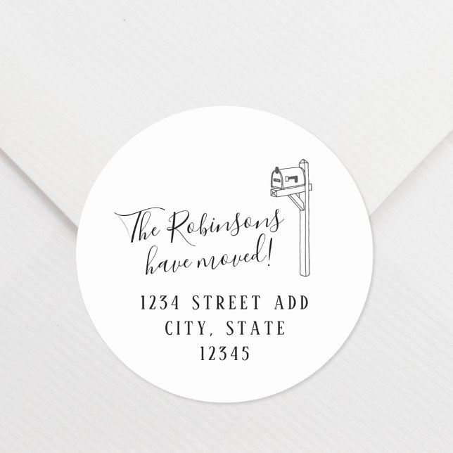 New Address Moving Announcement Return Address Classic Round Sticker (Creator Uploaded)