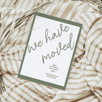New Address Moving Announcement | Sage Green by freshpaperie at Zazzle