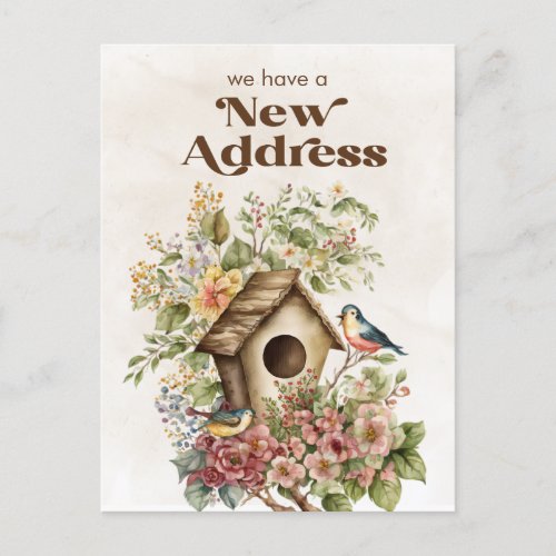 New Address Moving Announcement Vintage Birdhouse