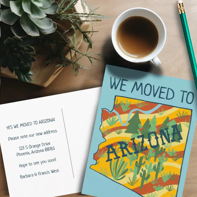 NEW ADDRESS Moving Arizona State Illustrated Map Postcard | Zazzle