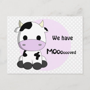New address - moving cute cow notice postcard