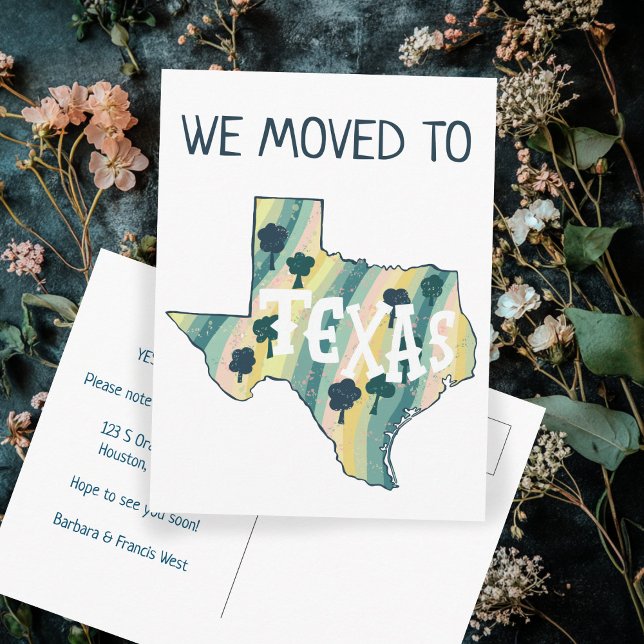 NEW ADDRESS Moving TEXAS State Illustrated Map  Postcard (NEW ADDRESS Moving TEXAS State Illustrated Map Postcard
)