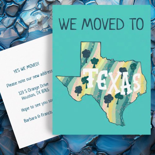 NEW ADDRESS Moving TEXAS State Illustrated Map  Postcard