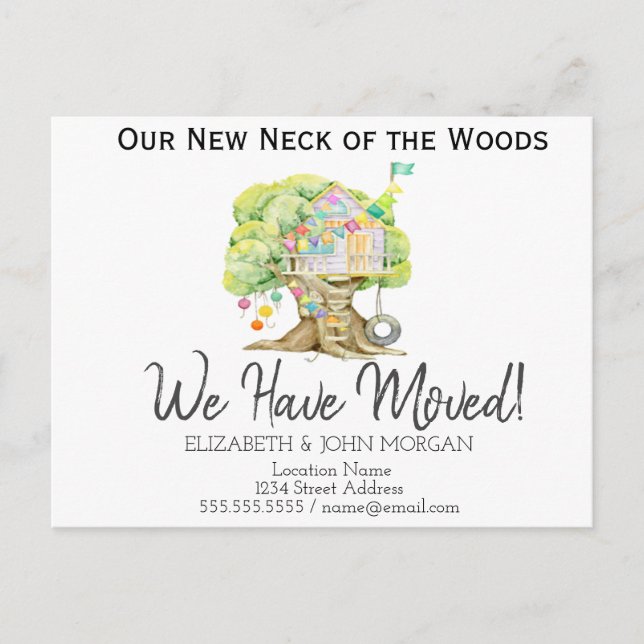 New Address, New Home,House Tree Announcement Postcard (Front)