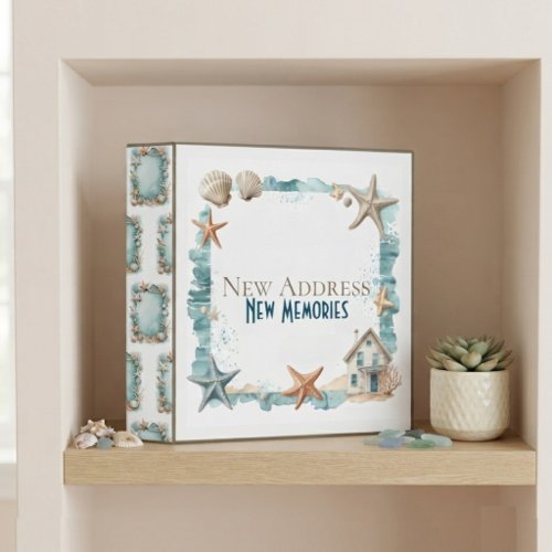 New Address New Memories Beach House Sea Starfish 3 Ring Binder