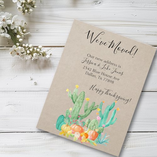 New Address Notice Moving Thanksgiving Cactus Announcement Postcard