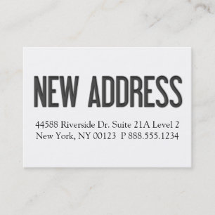 "New Address" Notification Label Business Card