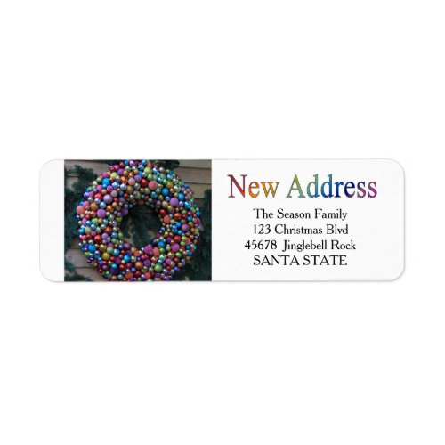 New Address ornament wreath Holiday Label