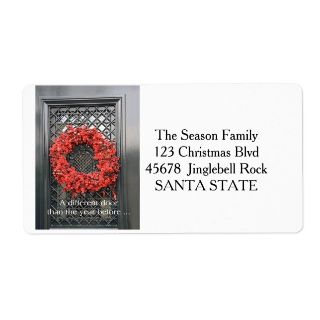 New Address ornament wreath Holiday Label (Front)