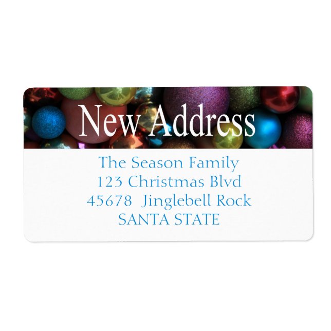New Address ornaments Holiday Label (Front)