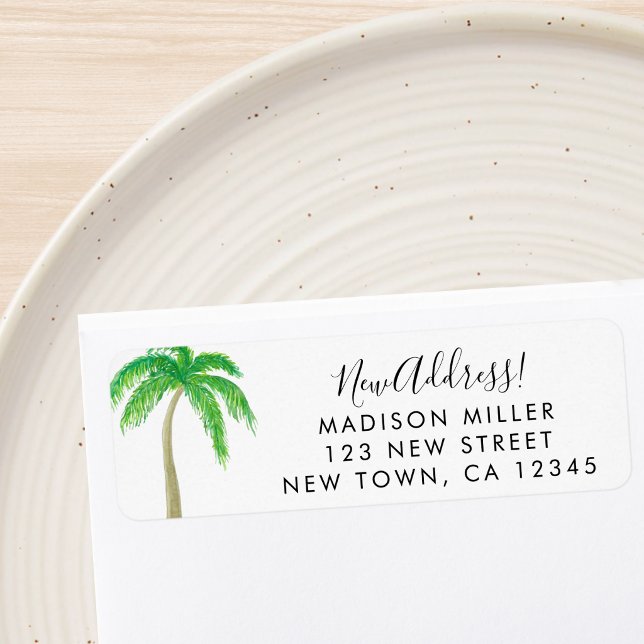 New Address Palm Tree Return Address Label (Creator Uploaded)