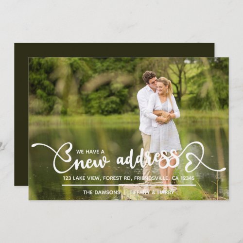 New Address Photo and Heart Script Moving Announce Announcement