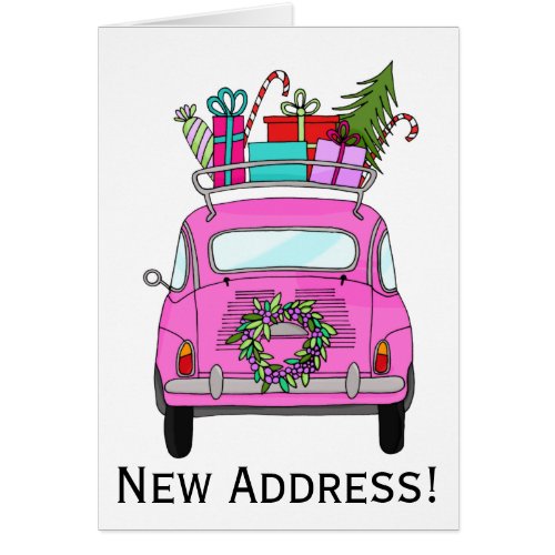 New Address Pink Retro Fiat 500 Christmas Gifts