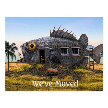 New Address Postcard with Fish and Ants by Beach New Address Postcard with Fish and Ants by Beach
