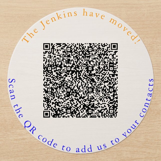 New address, QR code, add to contacts Classic Round Sticker (New address, QR code, add to contacts Classic Round Sticker)