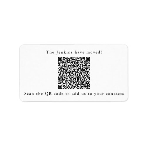 New address QR code add to contacts sticker Label