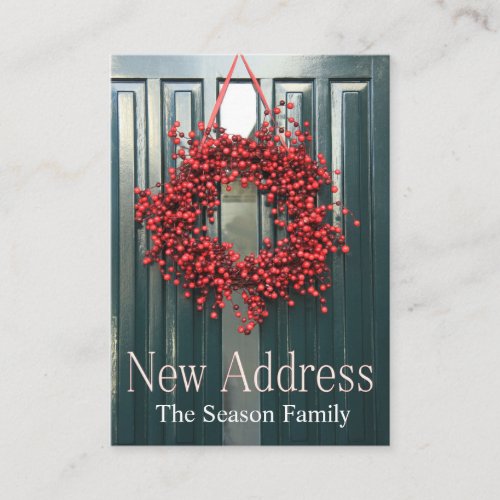 New Address red berry wreath Enclosure Card