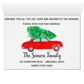 New Address Red Car with Christmas tree Watercolor (Inside Horizontal (Bottom))