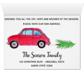 New Address Red Fiat 500 Christmas tree Watercolor (Inside Horizontal (Bottom))