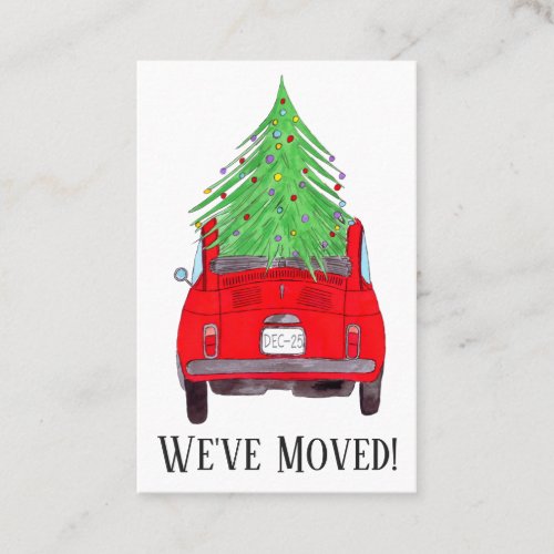 New Address Red Fiat 500 with Christmas tree Business Card