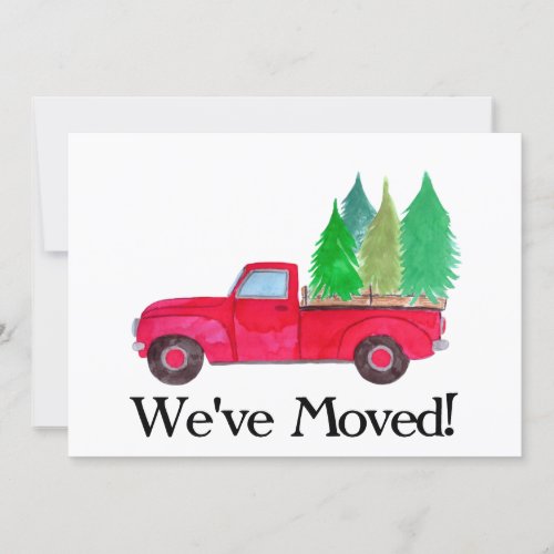 New Address Red Retro Pickup Truck Invitation