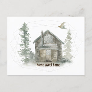 New Address Rustic Cabin Home Sweet Home Announcement Postcard