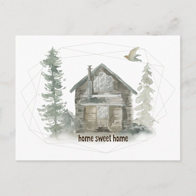 New Address Rustic Cabin Home Sweet Home Announcement Postcard (Front)