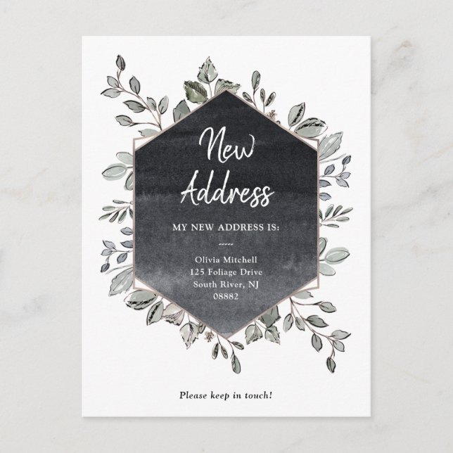 New Address | Rustic Greenery Moving Announcement Postcard (Front)