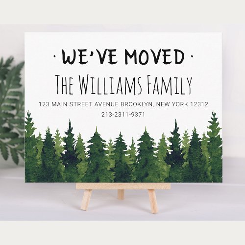 New Address Rustic Watercolor Forest  Postcard