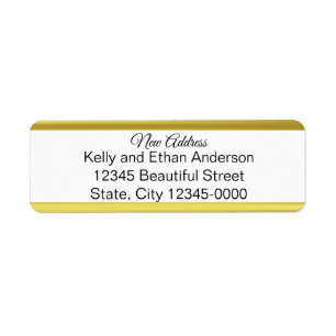 New Address Script Elegant Black White and Gold Label