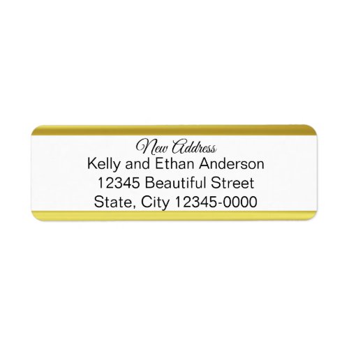 New Address Script Elegant Black White and Gold Label