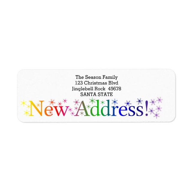 New Address Snowflake Christmas Label (Front)