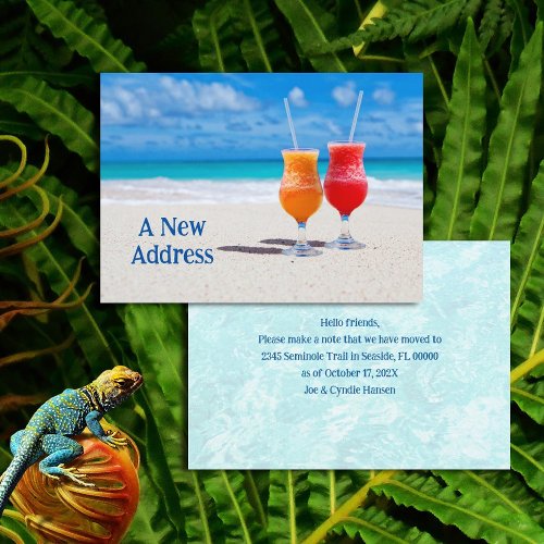 New Address Tropical Cocktails Coastal Home Card