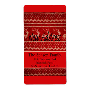 New Address Ugly Christmas Sweater Label