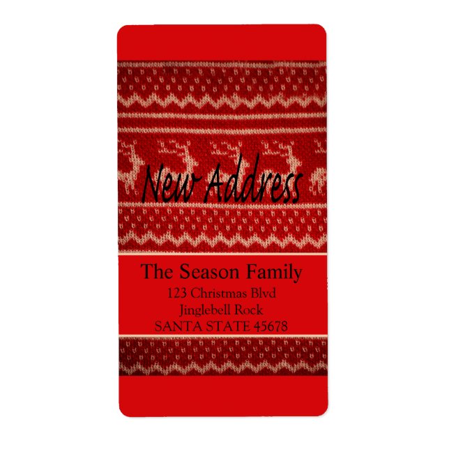 New Address Ugly Christmas Sweater Label (Front)