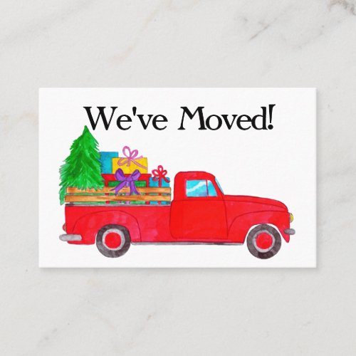 New Address Vintage Truck with Christmas gifts Business Card